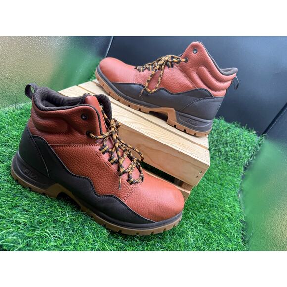 Fila-Hightop Sneakers - Brown/Copper Leather-Size 9M